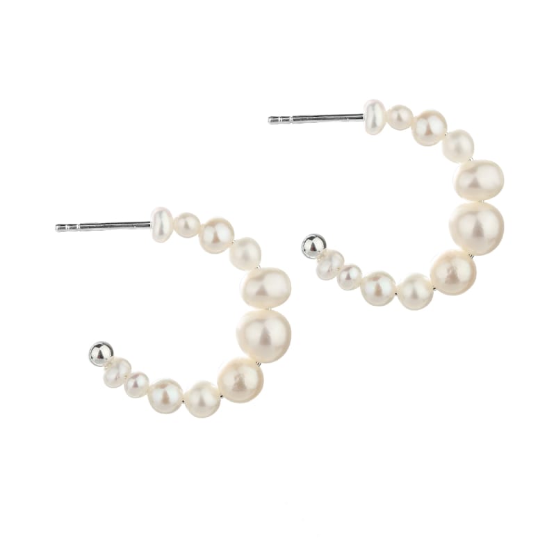 Pretty Pearl Hoop  Silver