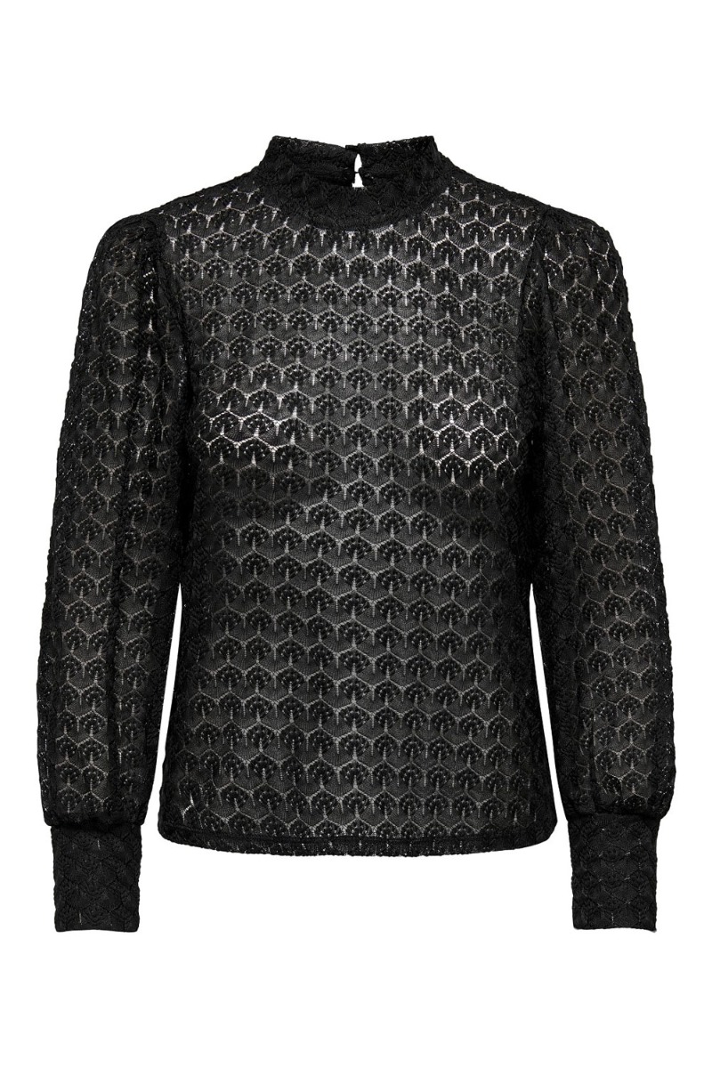 Jdy - Bluse - Jdy Avery Ls Lace Top Noos - Black