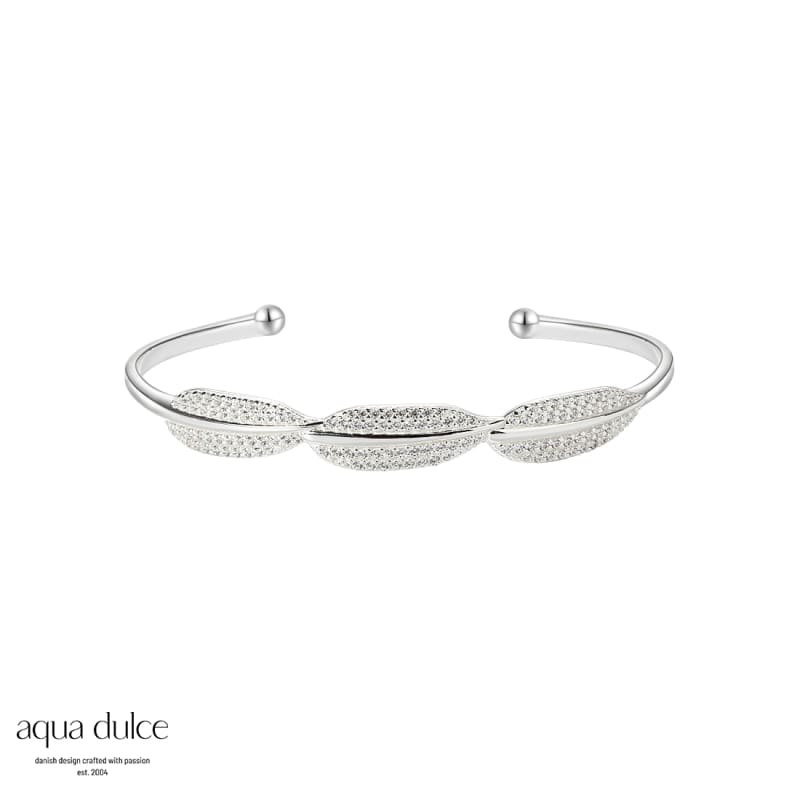Flora Armring I Sterling Sølv Med 3 Blade  Klare Zirkonia