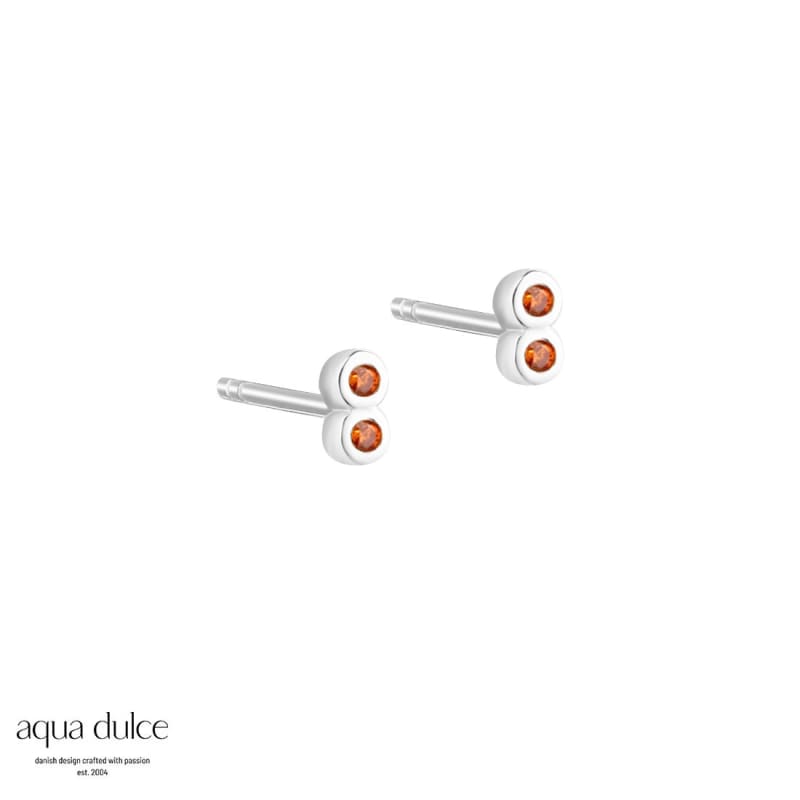Tiny Orange ørestikker I Sterling Sølv Med 2 Små Orange Zirkonia