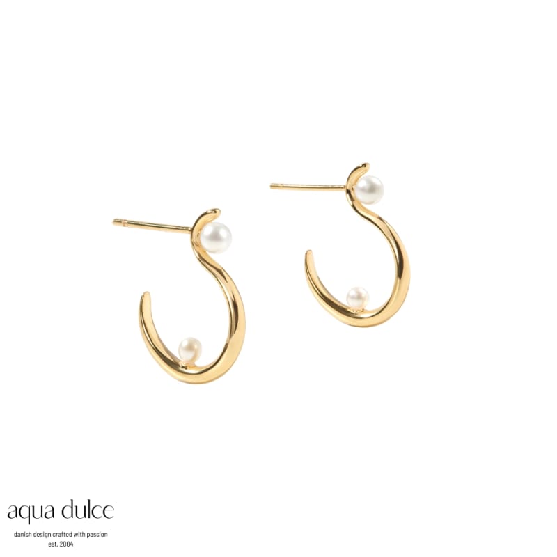 Swan Pearl Hoop Medium  Golden