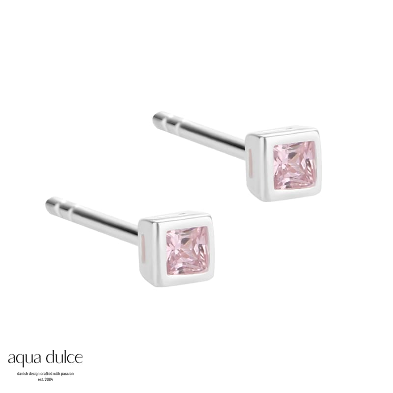 Rose Square Earstud  Silver