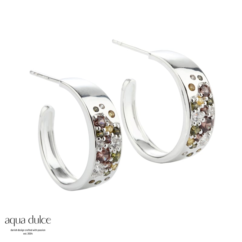 Olive Stardust Hoop 20 Mm Silver