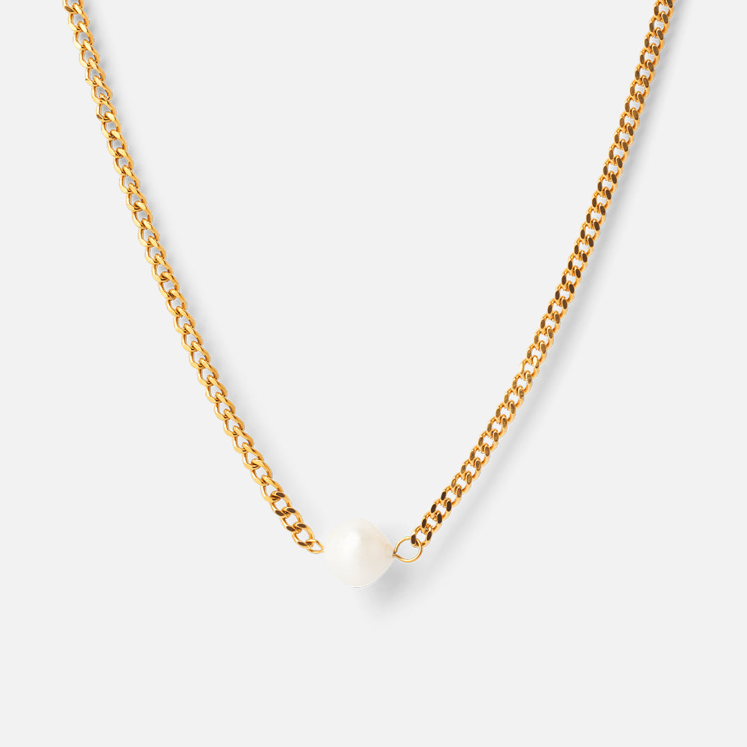 Elegant Panser Facet Perlehalskæde 18k Guldbelagt
