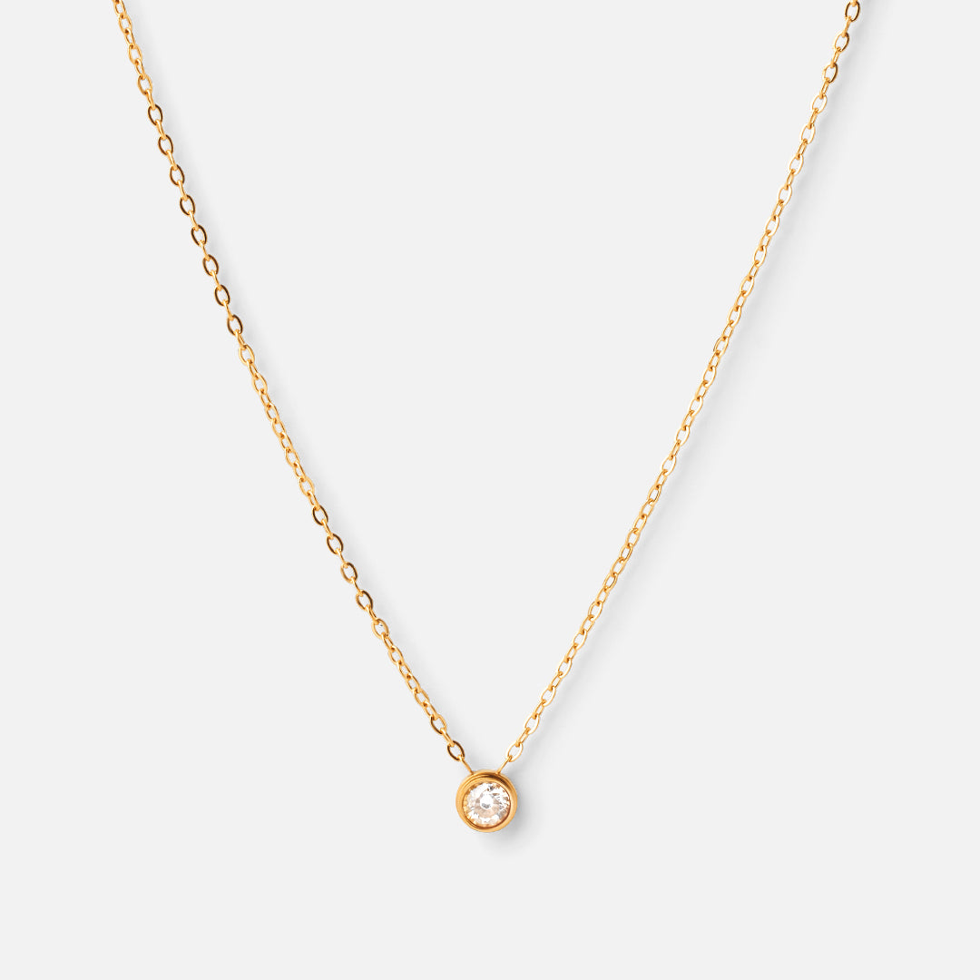 Enkelt Zirkon Halskæde 18K Guldbelagt - Minimalistisk Elegance