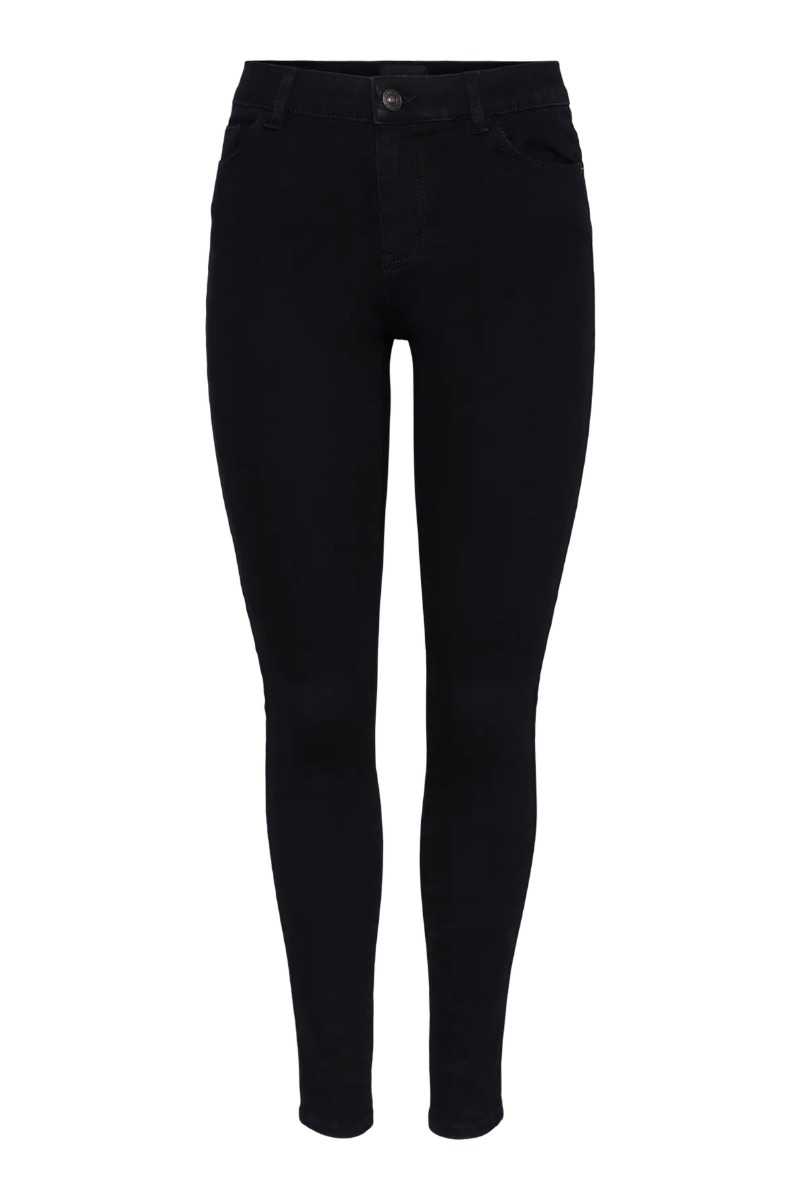Pieces - Dana Mw Skinny Jeans - Sort Denim til Hverdag
