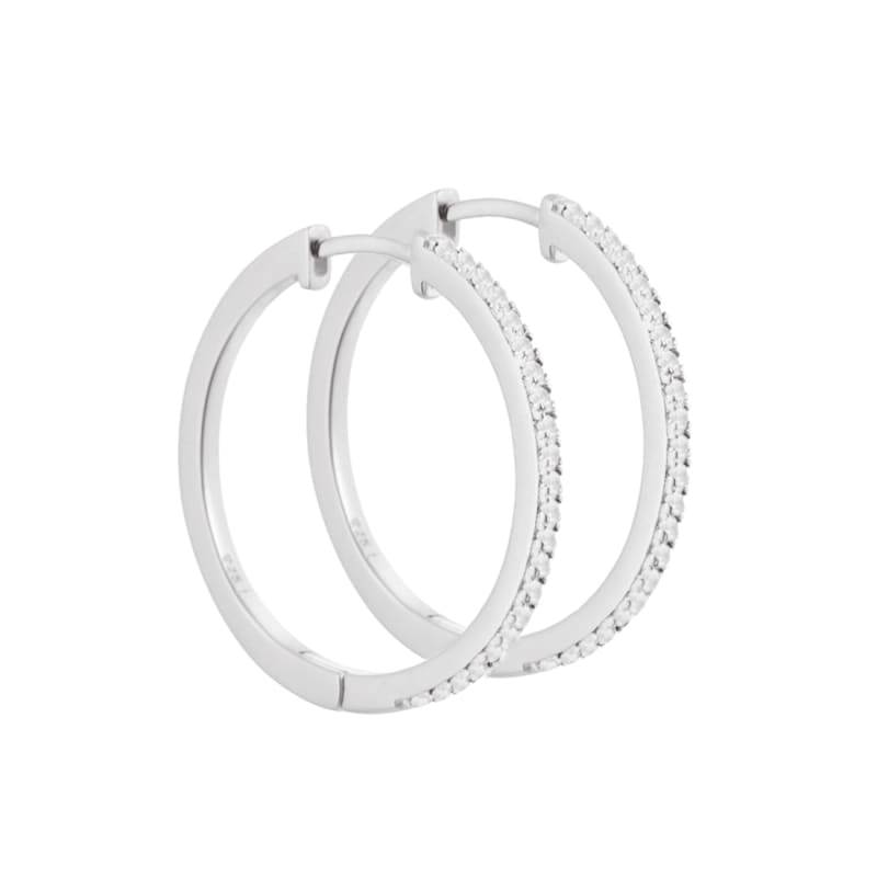 Raya Hoop øreringe 25 mm i sølv med zirkonia