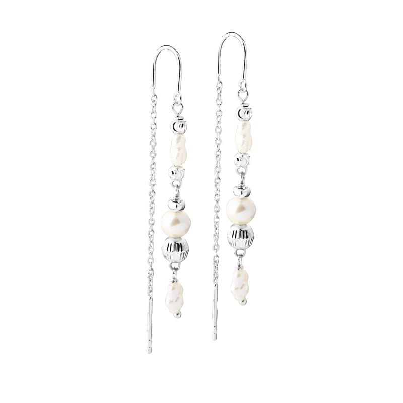 Line Pearl Thread i Sølv - Friskvandsperler 4 CM