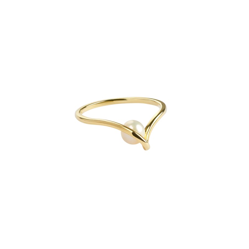 Sela Perle Ring - 925 Sterling Sølv, Guldbelagt 14K