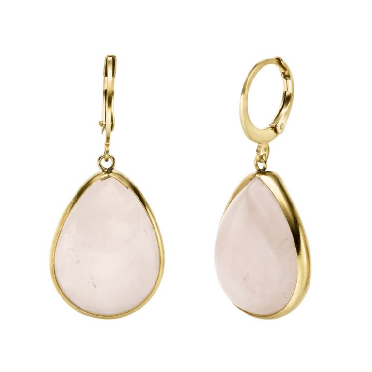 Forgyldte ørehængere med pink dråbe - Elegant design