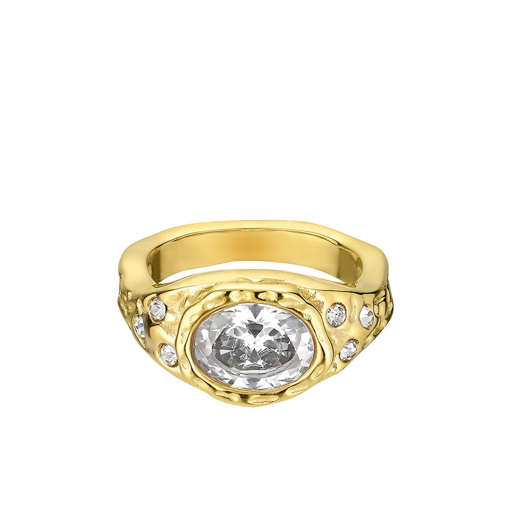 Cuba Ring med Hvide Zirkonia - Chunky Design