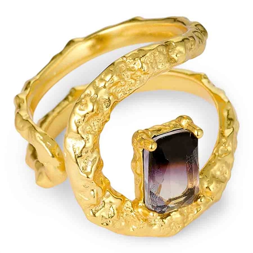 Guldbelagt Justerbar Leda Ring med CZ Sten