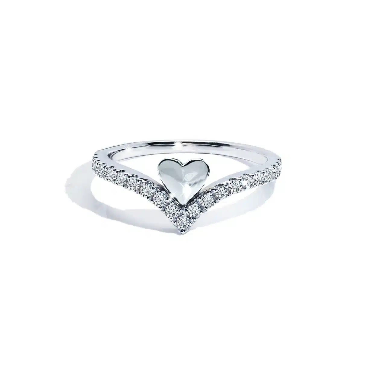 Loving V Hjerte Ring - Evig Kærlighed i Sølv