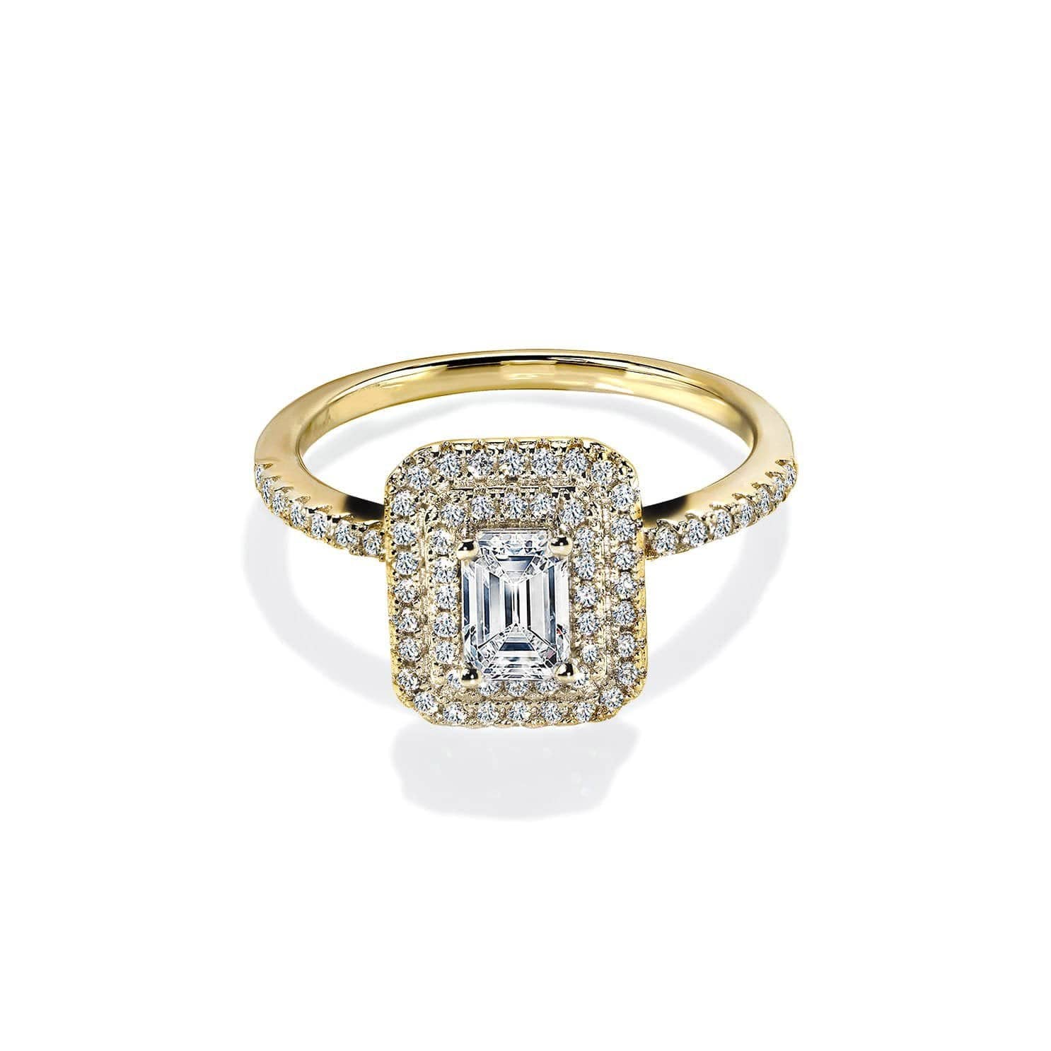 Oxford Emerald Cut Dobbelt Halo Ring - Elegante Smykker