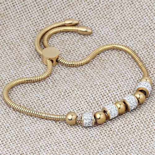 Guld Florell Armbånd i Ædelstål med CZ Sten
