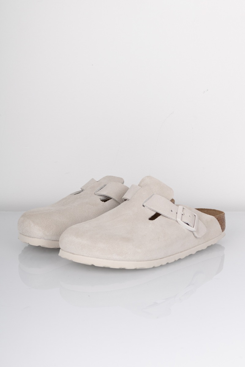 Birkenstock Sandaler - Boston Suede Læder - Antik Hvid