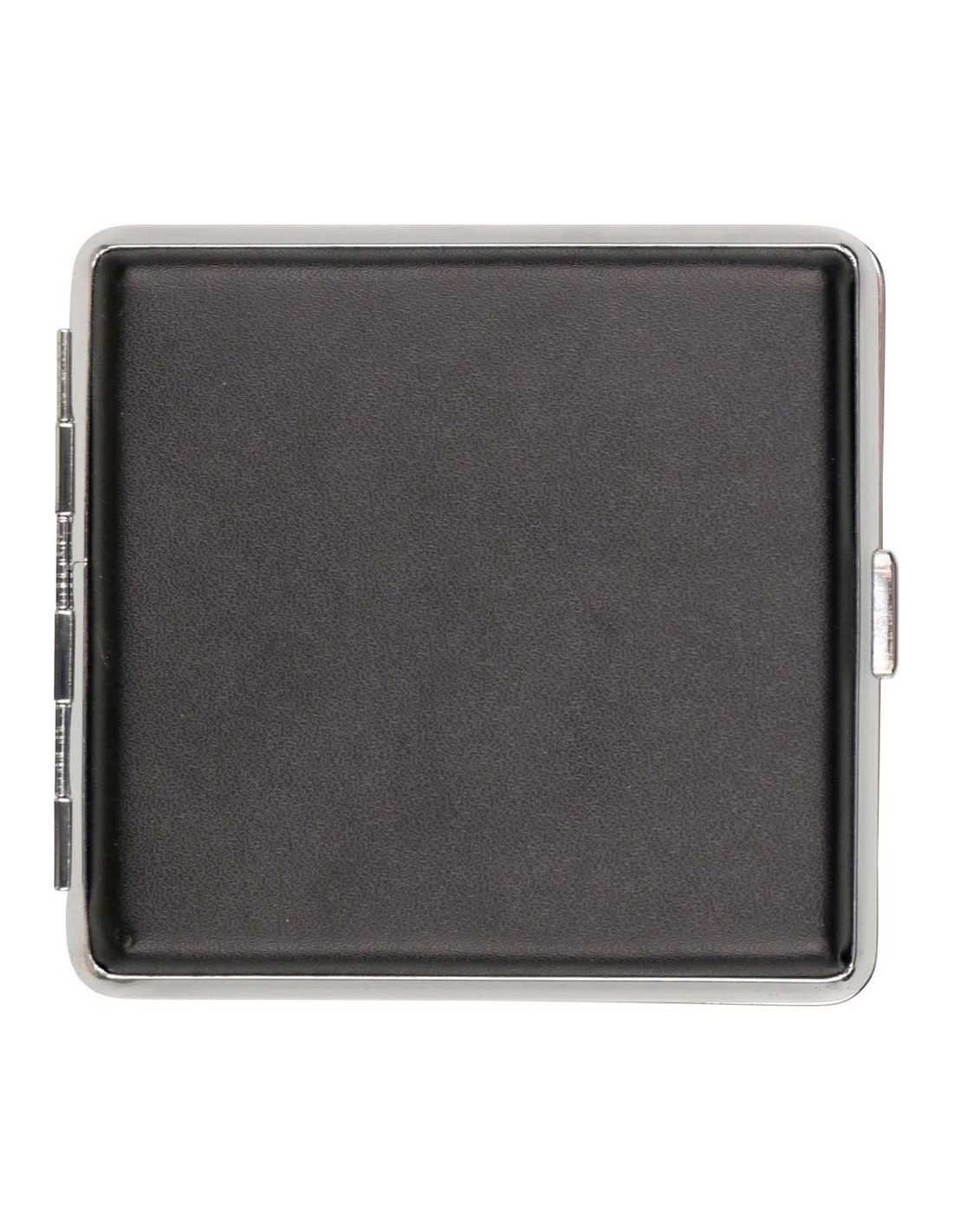 Cigaretetui i imiteret læder - Sort og sølv tilbud!