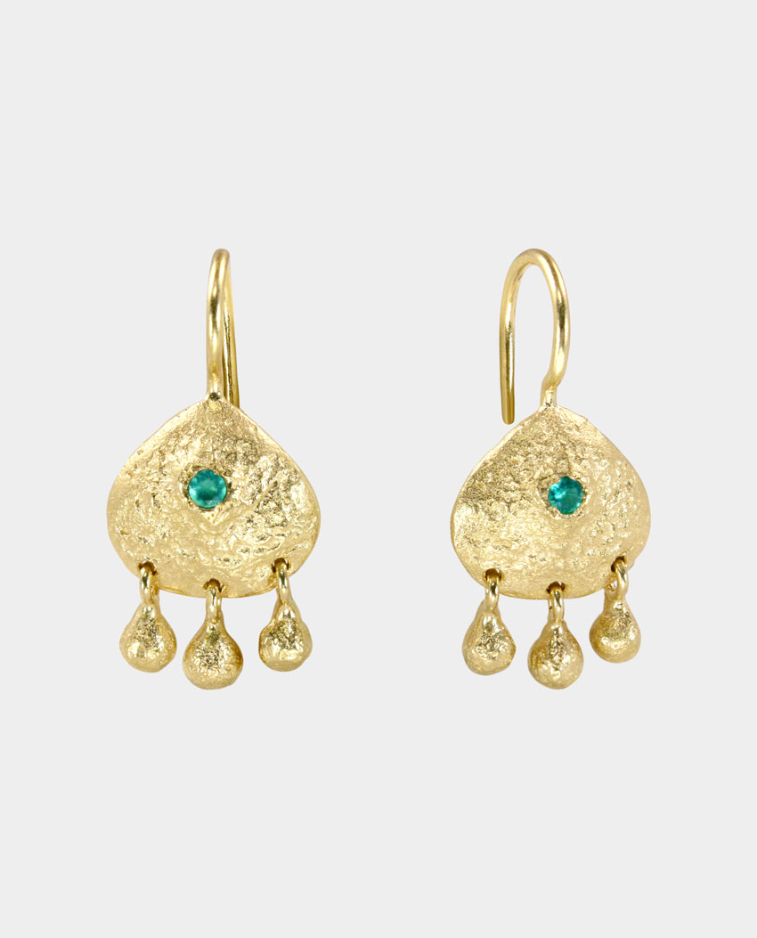 Venus - Øreringe med Dråber og Grøn Onyx til Mors Dag