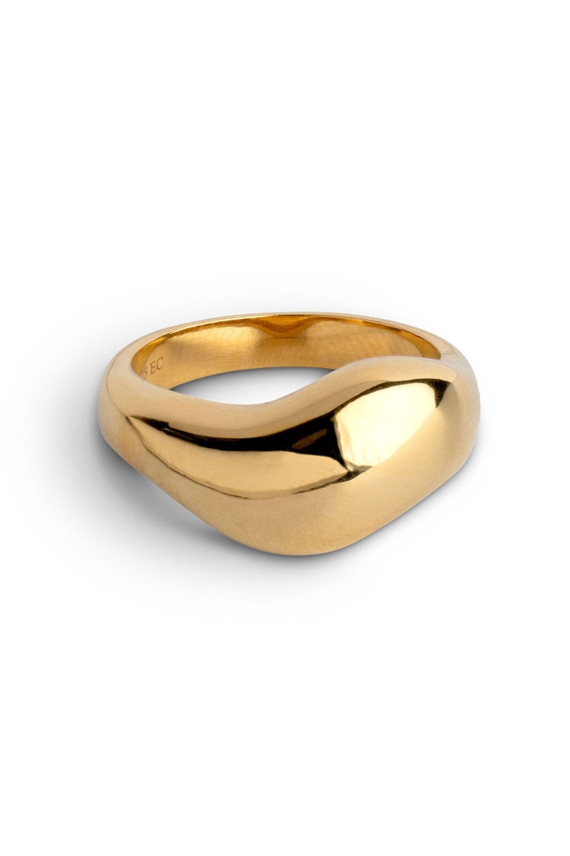 Enamel Ring Agnete Large - Guld Smykke til Fest