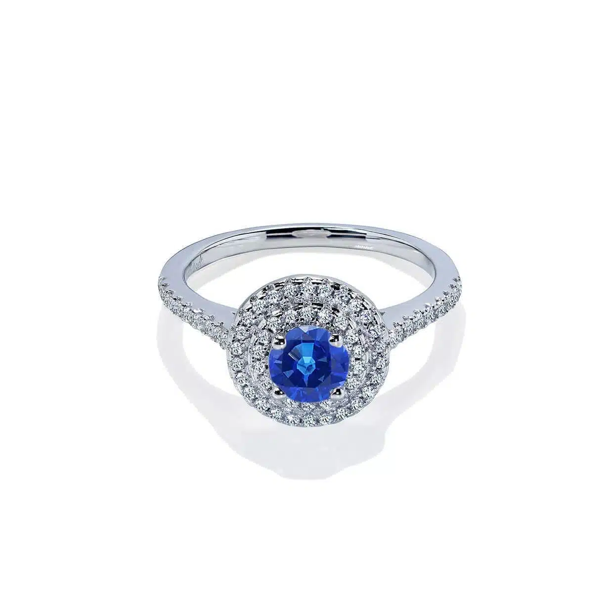 Grace Blå Safir Forlovelsesring med Diamant Halo