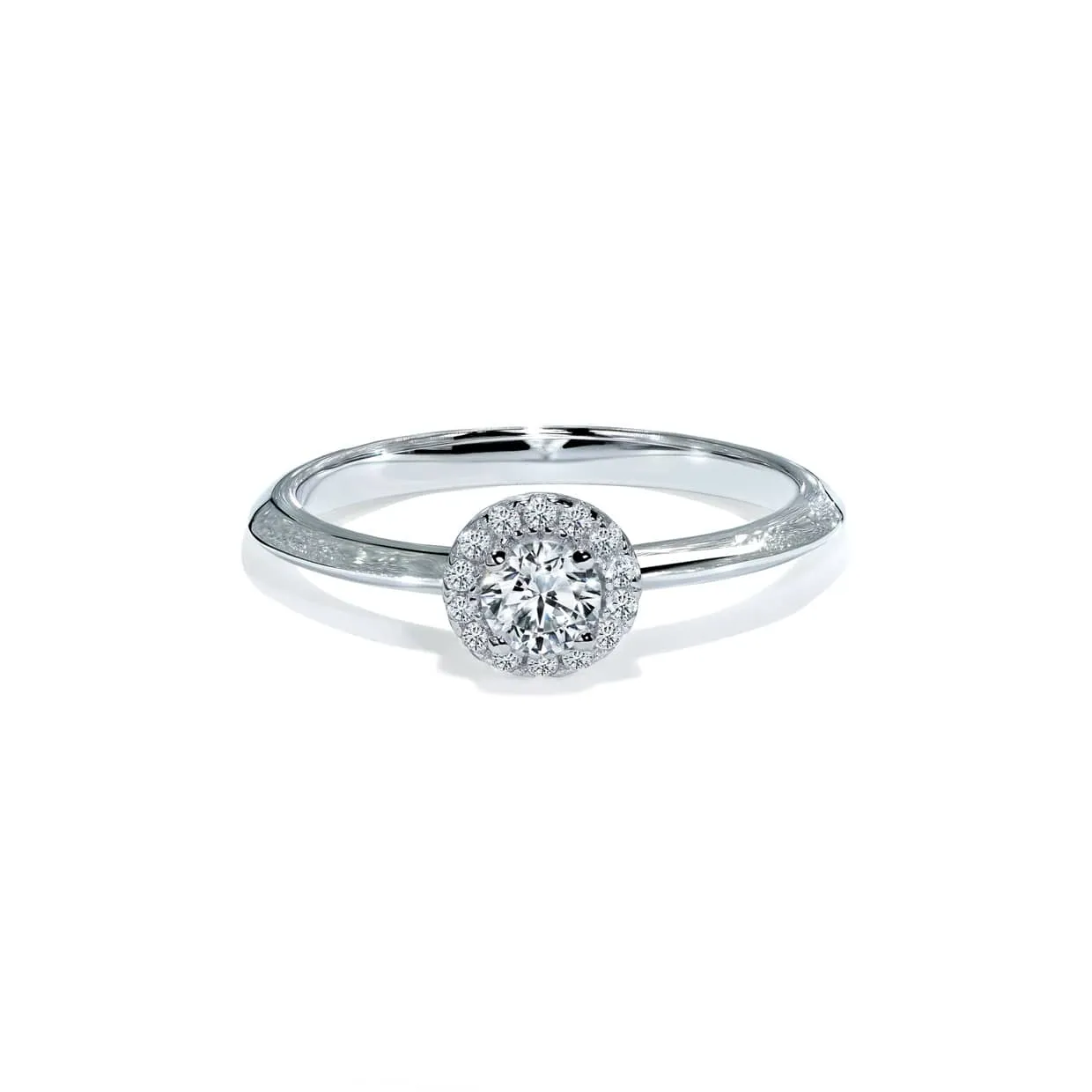 Oxford Sølv Halo Square Solitaire Ring med Sten