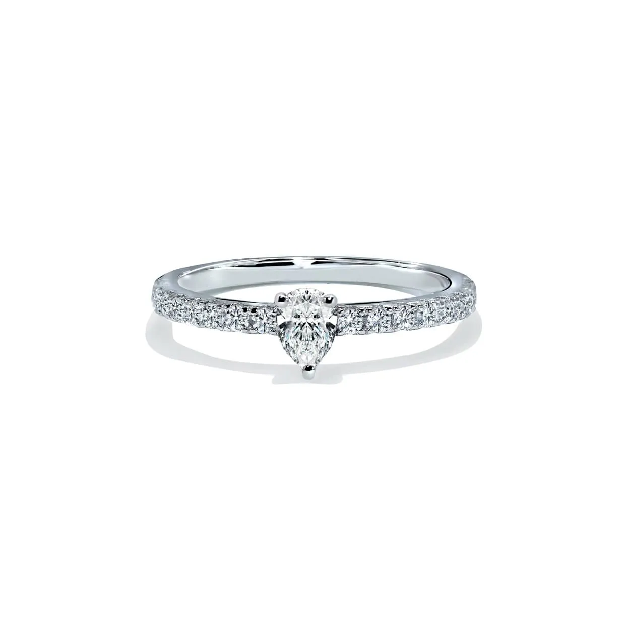 Oxford Sølv Pæreformet Solitaire Ring med Sten