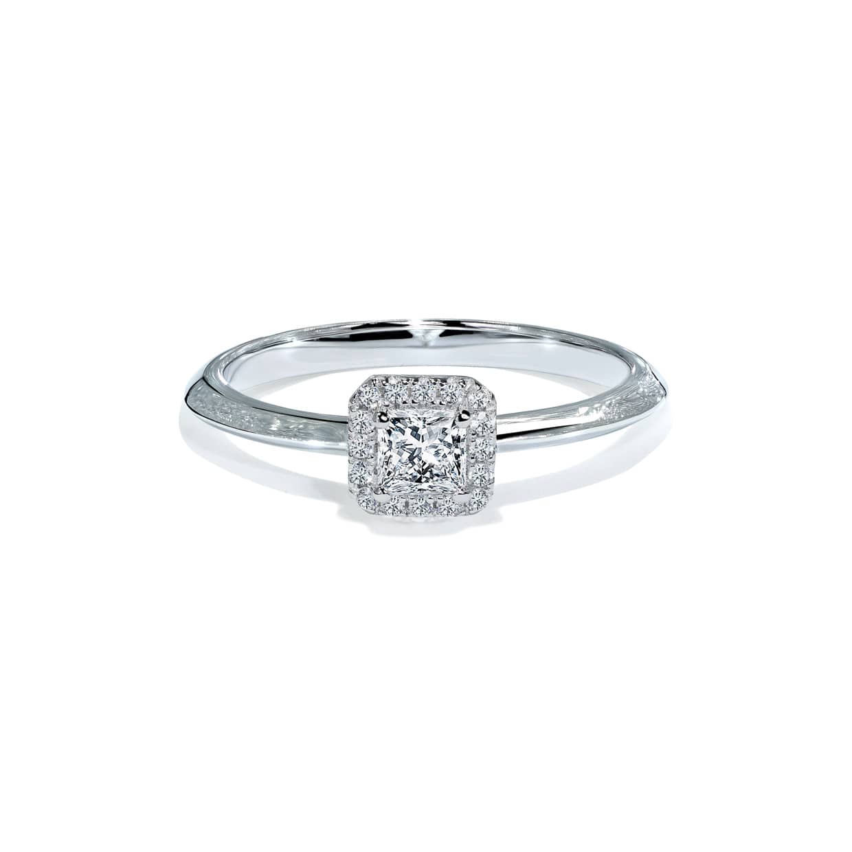 Oxford Sølv Halo Firkantet Solitaire Ring - Gaveidéer