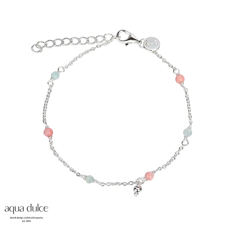 Brazil Armbånd med Aquamarine og Pink Opal - Sølv Smykke