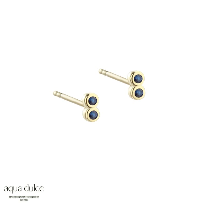 Tiny Blå Ørestikker i Forgyldt Sølv med Zirkonia