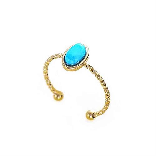 Turquoise Forgyldt Ædelstålring - Justerbar Ring