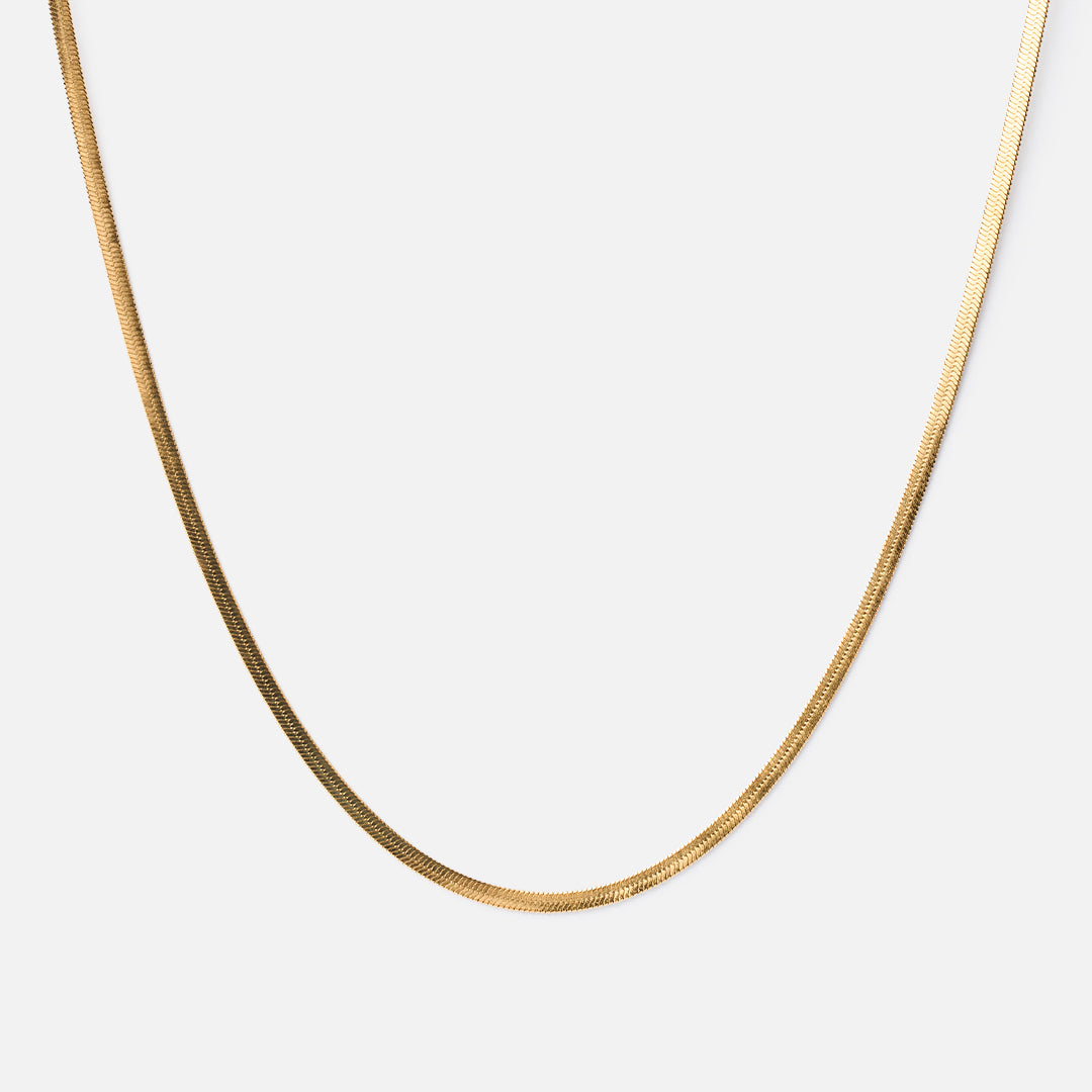 Flad Snake Halskæde 18k Guldbelagt - Tidsløs Elegance