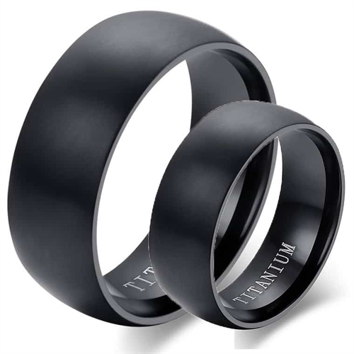 Mat Sort Titaniumring - Elegant Forlovelsesring 8mm
