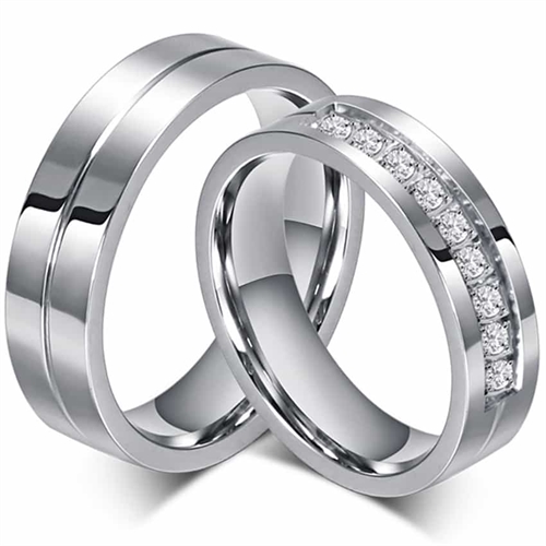 Himmel Forlovelsesring med CZ Sten - Højpoleret Stål