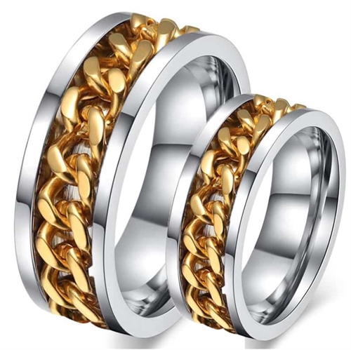 Forlovelsesring i guldbelagt ædelstål - 8 mm bredde
