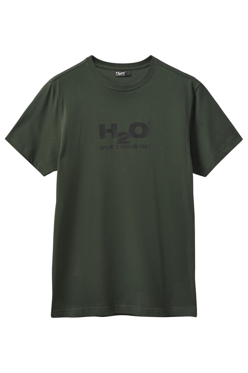 H2O T-shirt med logo i armyfarve – Unisex tilbud!