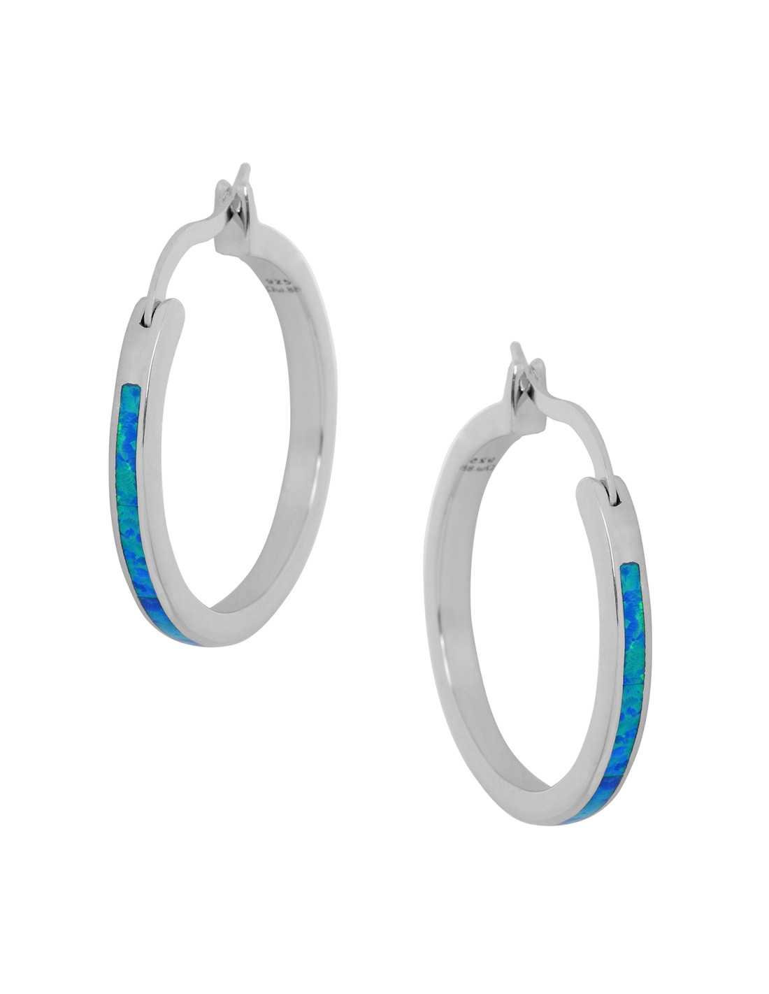 Chania - Øreringe med Blå Opal og Sølv Belægning