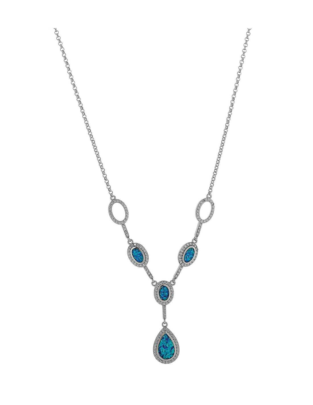Hebe - Blå Opal Halskæde i 925 Sterling Sølv