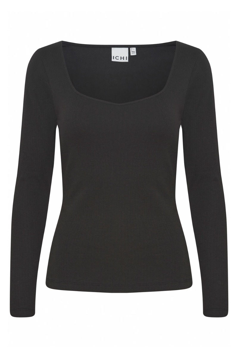 Ichi - Sort Rib Bluse - Ih Oreta Ls - Halloween Tilbud