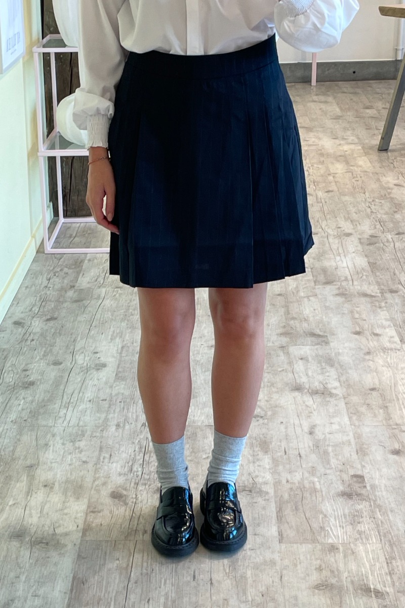 Ichi - Plisseret Nederdel - Navy Striber - Vinterfavorit