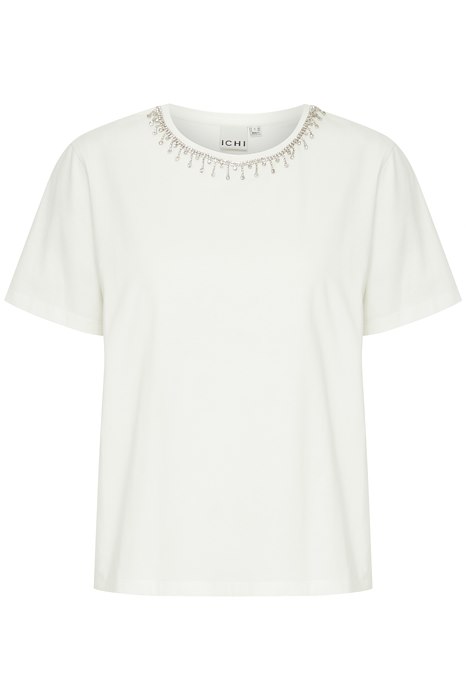 Ichi T-shirt Ihrunela Ss25 - Cloud Dancer med glitrende detaljer