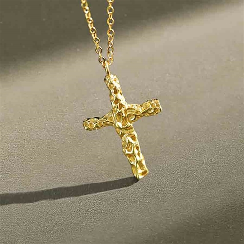 Aminta 14K Forgyldt Kors Halskæde med Kæde