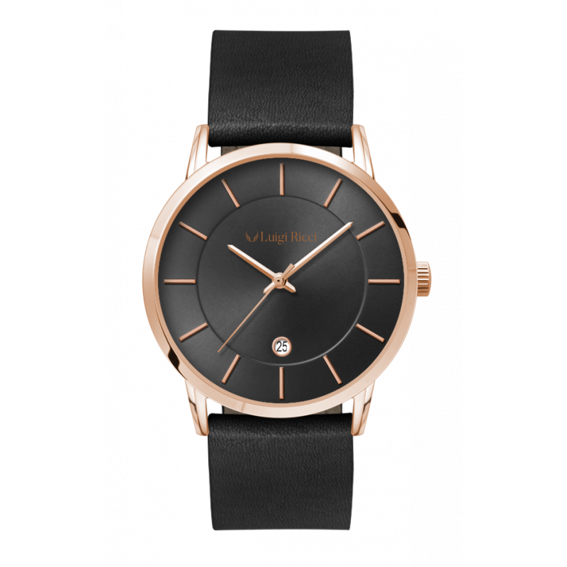 Luigi Ricci Roma Classica - Unisex Ur i Sort og Rosa Guld