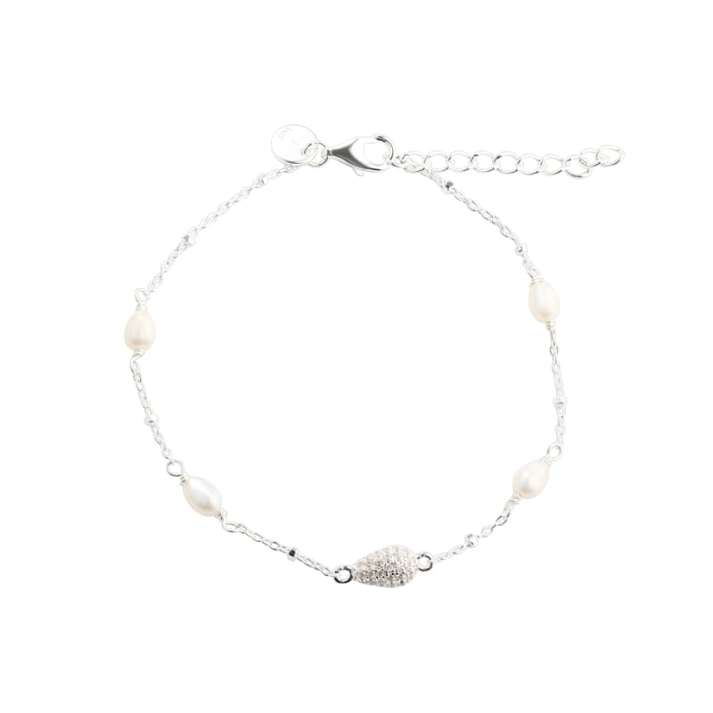 Pav? Armbånd i Sølv med Zirkonia og Perler