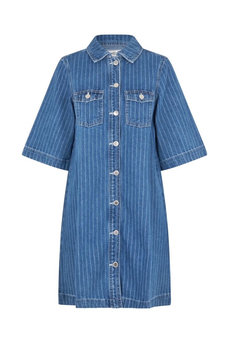 Global Funk - Denim Kjole - Mira-g - Midt Blå Stribe