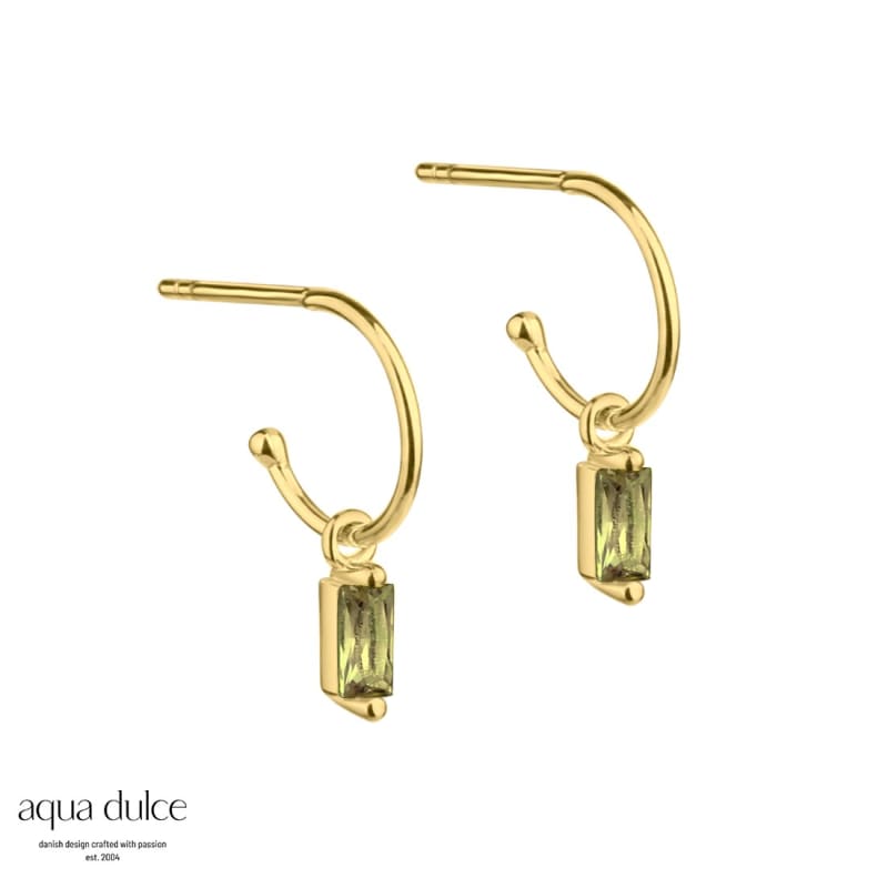 Ally Green 10 Mm Forgyldt Sølv Creoler med Zirkonia Vedhæng