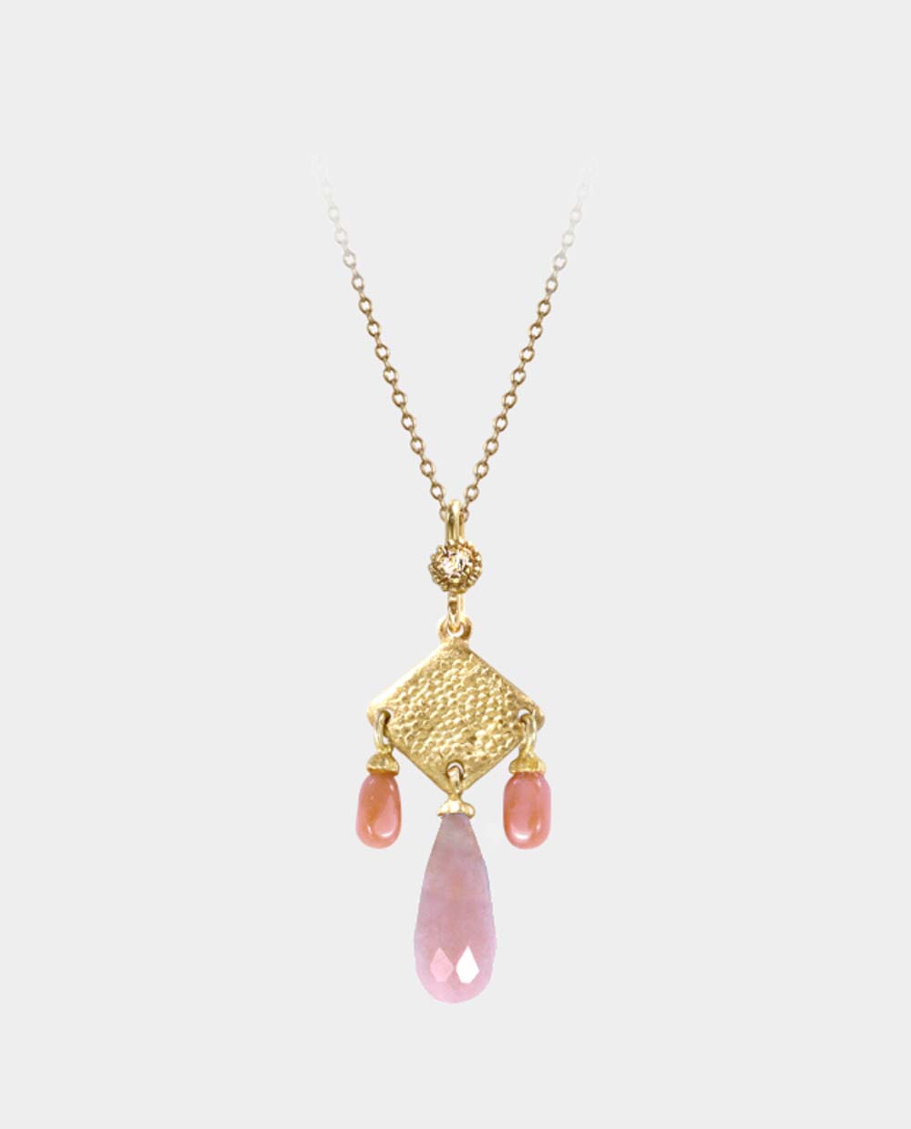 Sacagawea - Halskæde med Koral og Pink Opal på Udsalg