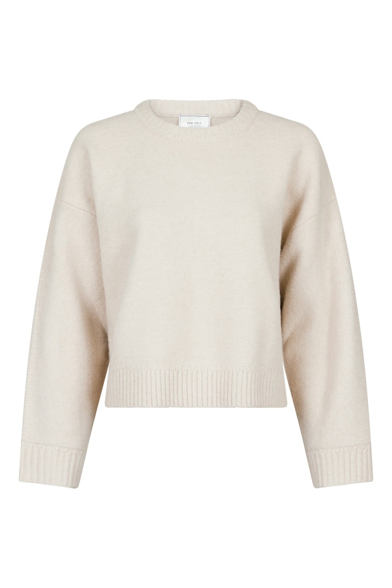 Neo Noir - Detri Solid Strikbluse - Ivory - Fantastisk Kvalitet