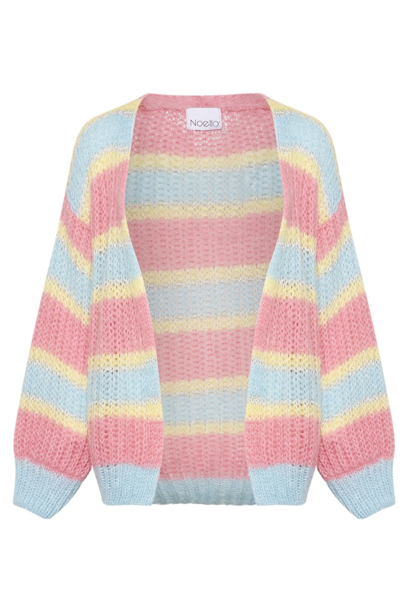 Noella - Strikket Cardigan - Lys Blå/Rosa Mix