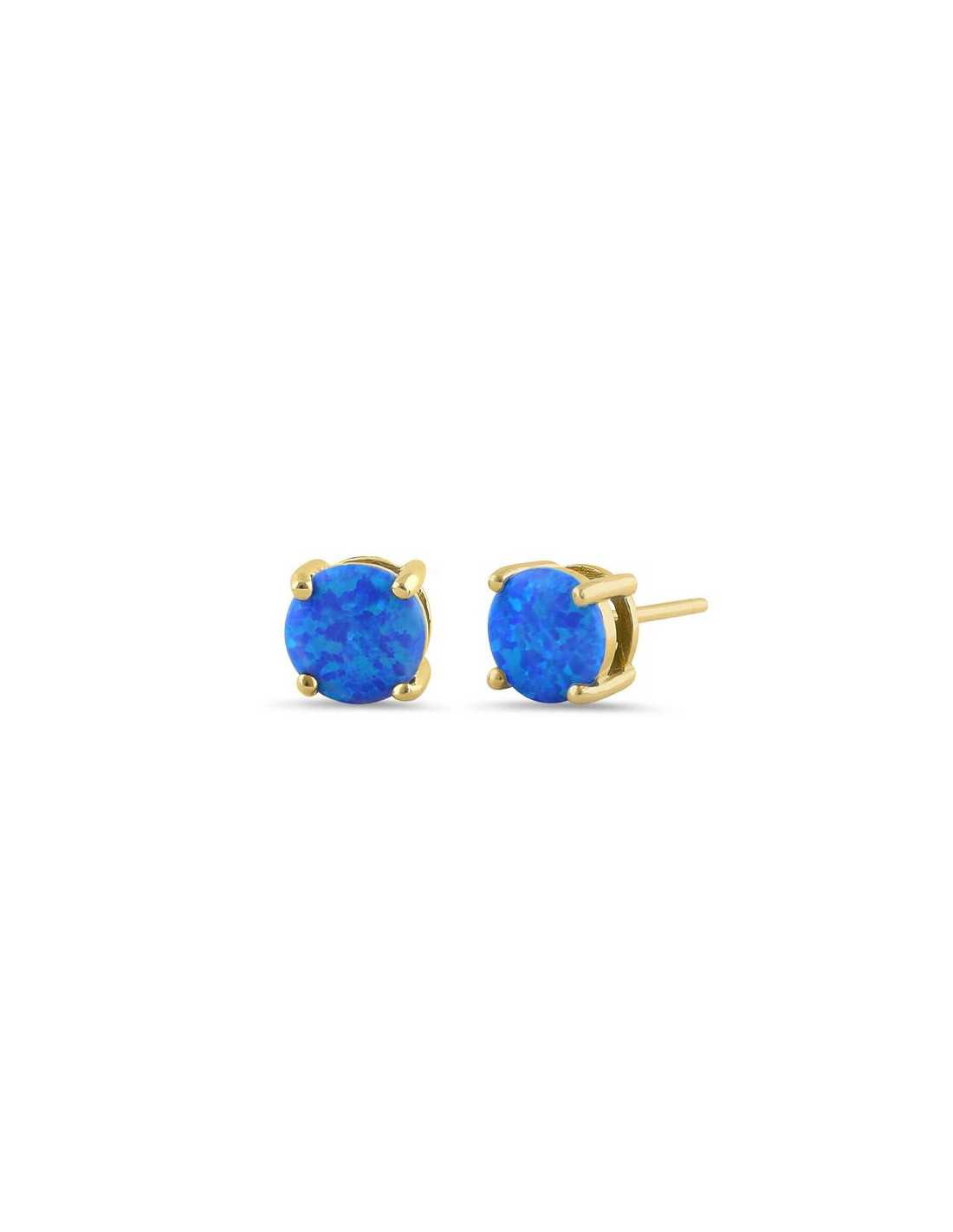 Oval Opal øreringe i 925 Sterling Sølv med blå opal