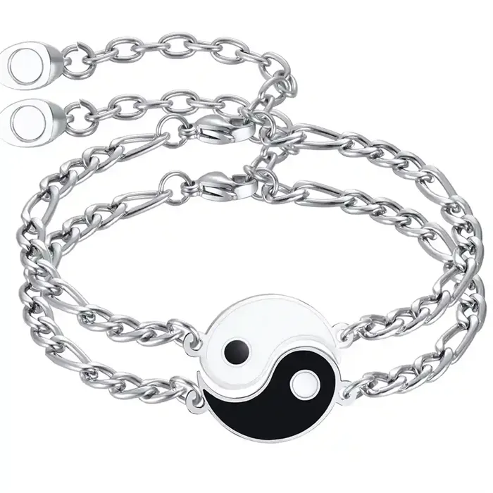 Yin og Yang Armbånd i Rustfrit Stål - Perfekte Parsmykker